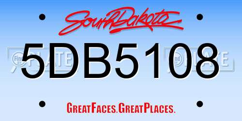 5DB5108 South Dakota License Plate