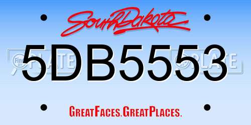 5DB5553 South Dakota License Plate