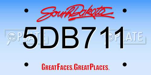 5DB711 South Dakota License Plate