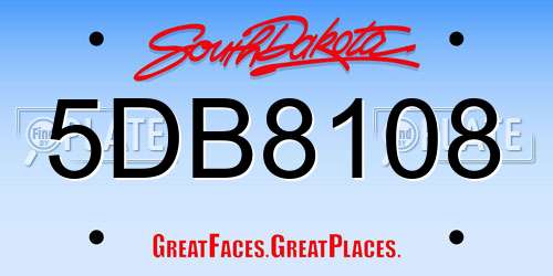 5DB8108 South Dakota License Plate