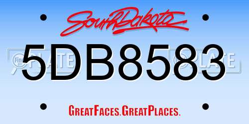 5DB8583 South Dakota License Plate