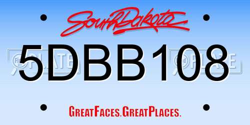 5DBB108 South Dakota License Plate