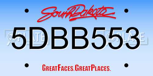5DBB553 South Dakota License Plate