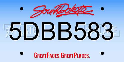 5DBB583 South Dakota License Plate