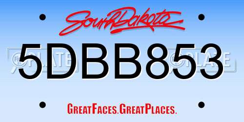 5DBB853 South Dakota License Plate