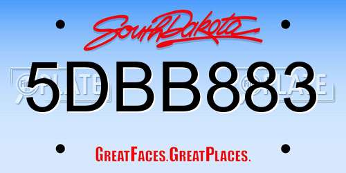 5DBB883 South Dakota License Plate