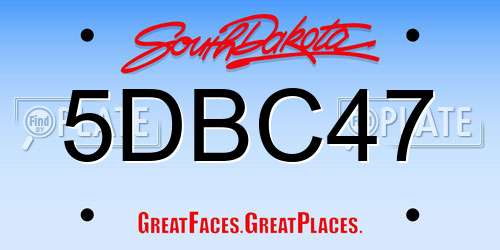 5DBC47 South Dakota License Plate