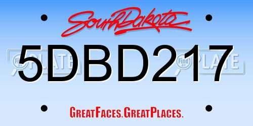 5DBD217 South Dakota License Plate