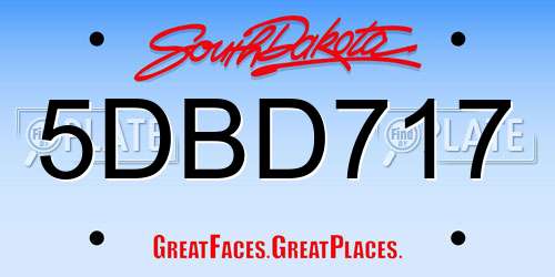 5DBD717 South Dakota License Plate