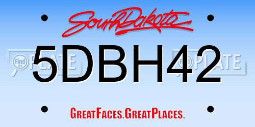 5DBH42 South Dakota License Plate