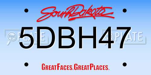 5DBH47 South Dakota License Plate
