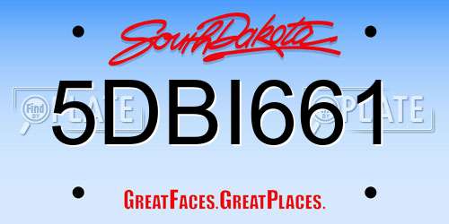5DBI661 South Dakota License Plate