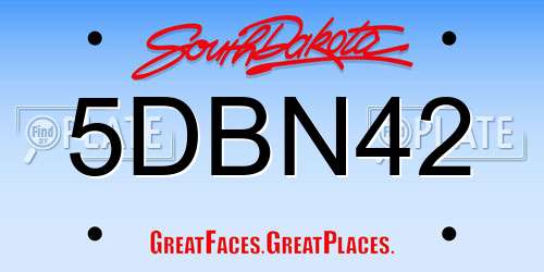 5DBN42 South Dakota License Plate