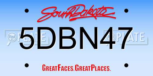 5DBN47 South Dakota License Plate