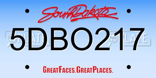 5DBO217 South Dakota License Plate