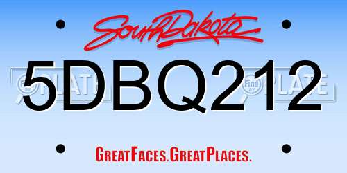 5DBQ212 South Dakota License Plate
