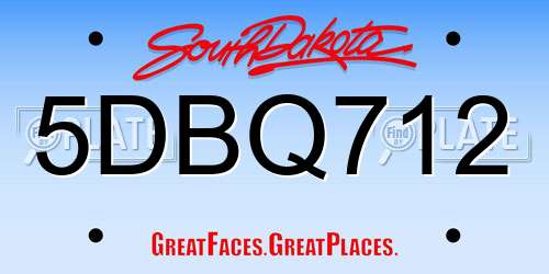 5DBQ712 South Dakota License Plate