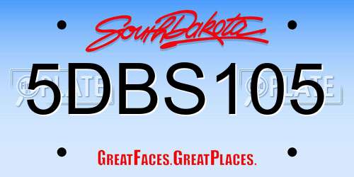 5DBS105 South Dakota License Plate
