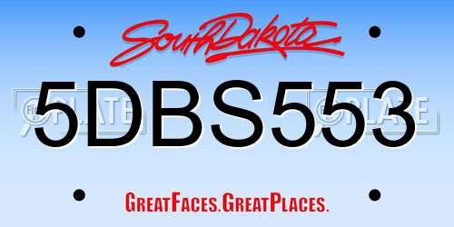 5DBS553 South Dakota License Plate