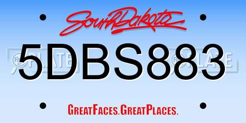 5DBS883 South Dakota License Plate