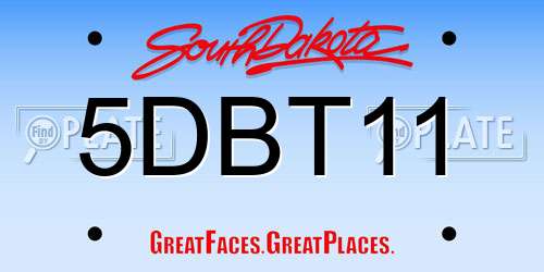 5DBT11 South Dakota License Plate