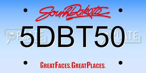 5DBT50 South Dakota License Plate