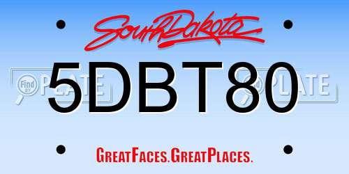 5DBT80 South Dakota License Plate