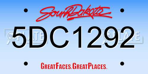 5DC1292 South Dakota License Plate
