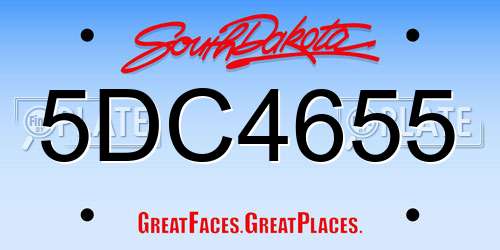 5DC4655 South Dakota License Plate