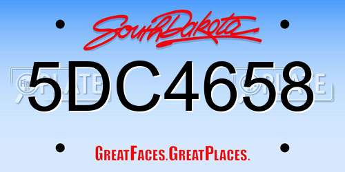 5DC4658 South Dakota License Plate