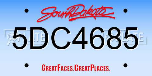 5DC4685 South Dakota License Plate