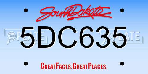 5DC635 South Dakota License Plate