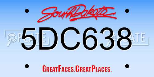 5DC638 South Dakota License Plate