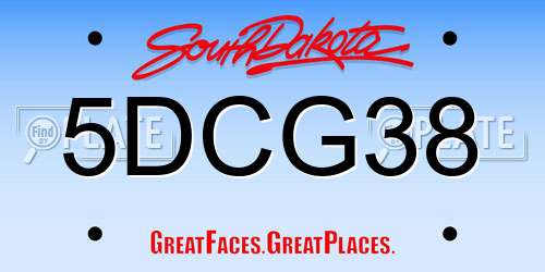 5DCG38 South Dakota License Plate