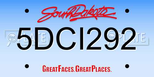 5DCI292 South Dakota License Plate