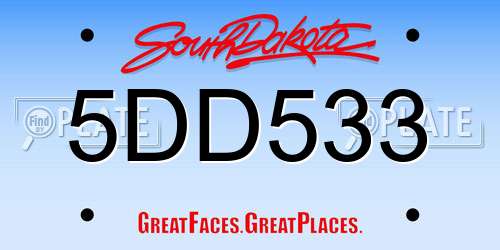 5DD533 South Dakota License Plate
