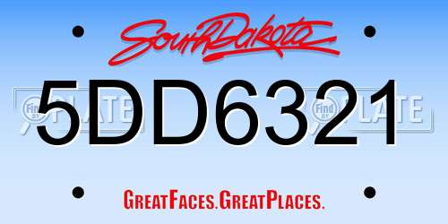 5DD6321 South Dakota License Plate