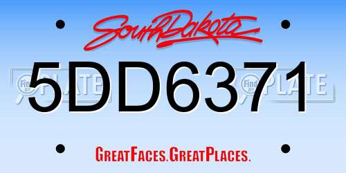 5DD6371 South Dakota License Plate