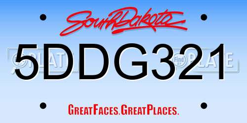 5DDG321 South Dakota License Plate