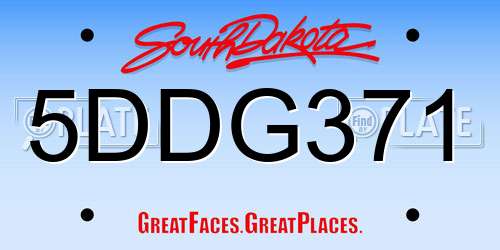 5DDG371 South Dakota License Plate