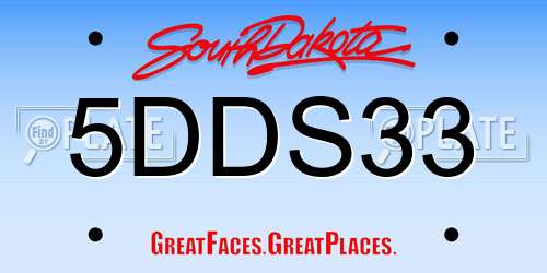 5DDS33 South Dakota License Plate