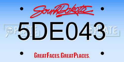 5DE043 South Dakota License Plate
