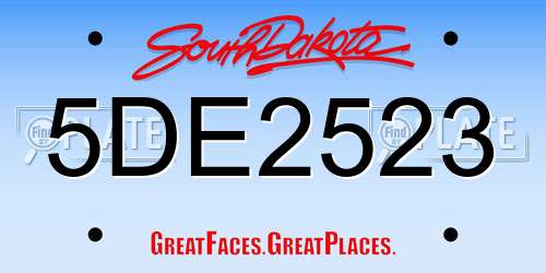 5DE2523 South Dakota License Plate