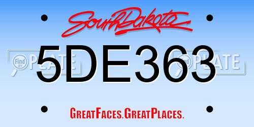 5DE363 South Dakota License Plate