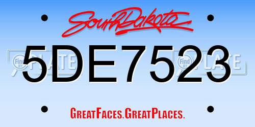 5DE7523 South Dakota License Plate