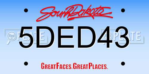 5DED43 South Dakota License Plate