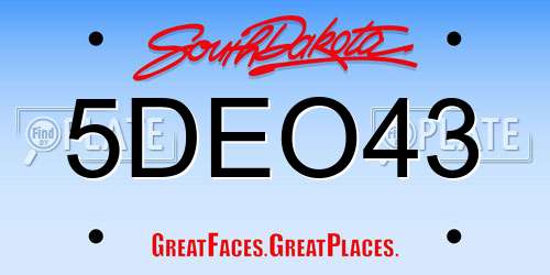 5DEO43 South Dakota License Plate