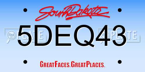 5DEQ43 South Dakota License Plate