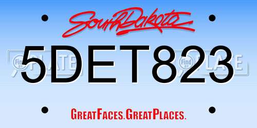 5DET823 South Dakota License Plate