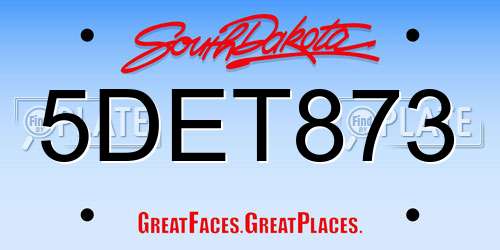5DET873 South Dakota License Plate